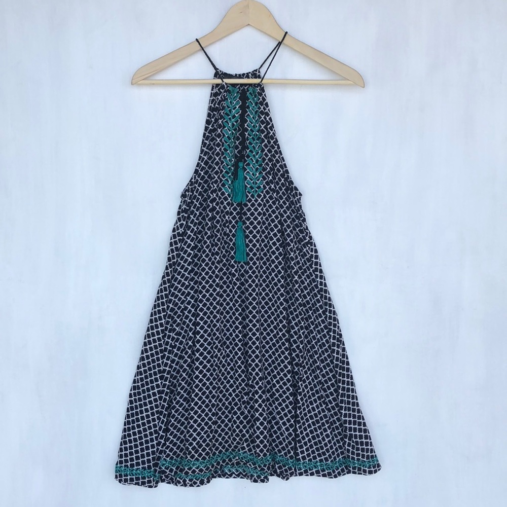 THML summer dress in black and turquoise. Size S.